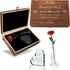 Anniversary for Her | Wife | Women – Engraved Wooden Gift Set with Crystal Engraved Heart | 24K Gold Dipped Rose